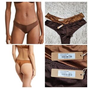 2pcs SKIMS Stretch Satin Cheeky Tanga Cocoa & BRONZE 4X NWT